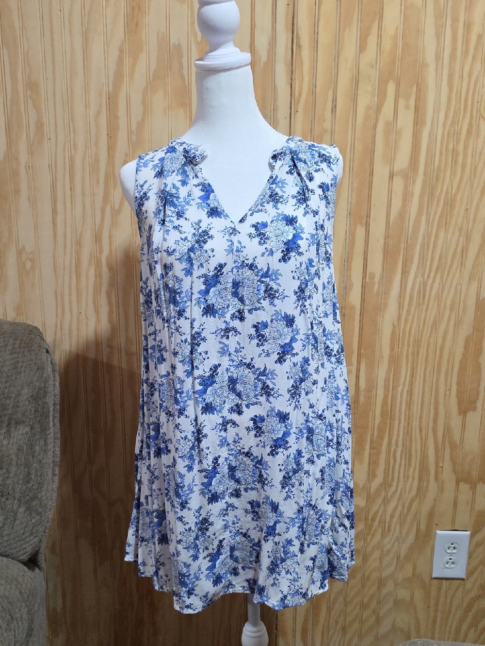 Altar'd State Blue and White Floral Top